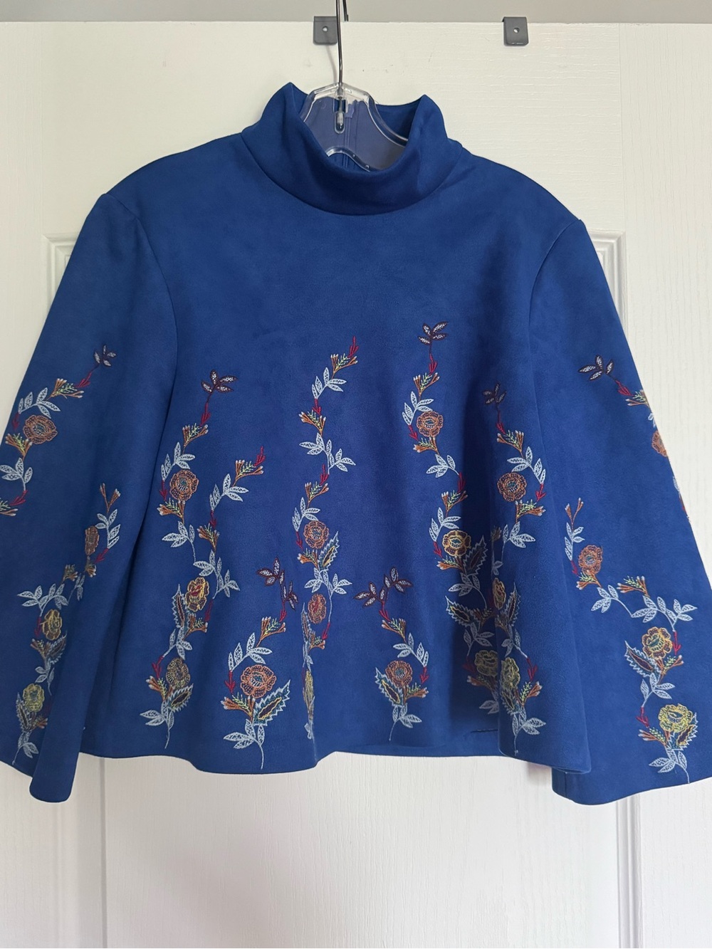 Zara Royal Blue Embroidered Turtleneck Sweater - Picture 2 of 8